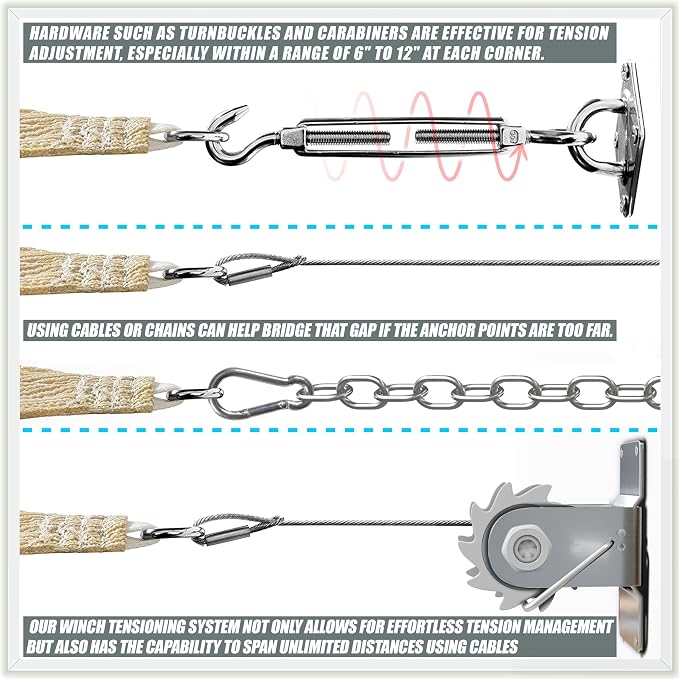 Amgo Custom Size 8' x 14' x 16.1' Blue Right Triangle Sun Shade Sail UPF50+ - Image 7