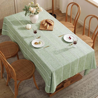 Chassic 60 x 60 inches Farmhouse Style Linen tablecloths, Wrinkle Resistant Washable Dining Room Table Cloths for Square Tables - Hemstitch Sage Green