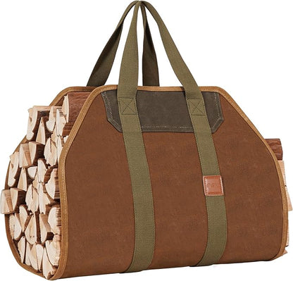 1MORE Firewood Carrier - Wood Carrier for Firewood,Log Carrier for Firewood Tote Bag, 40"X19" Canvas Firewood Carrier, Water Resistant Log Tote Wood Carrying Bag With Handles,Fireplace Tools.Rust