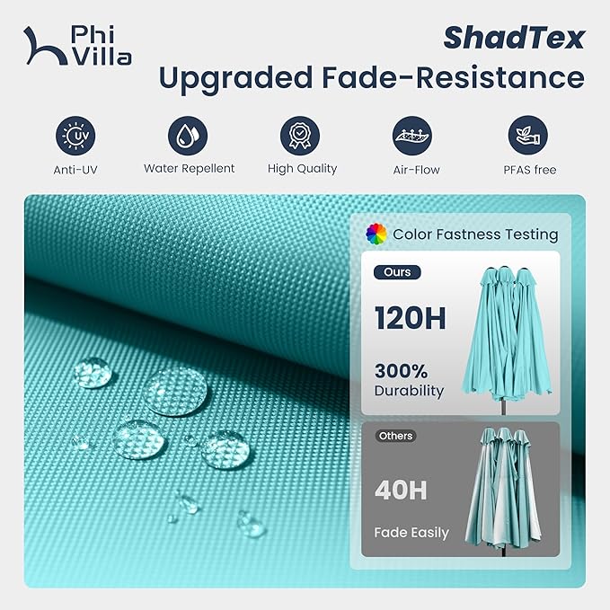 PHI VILLA 15ft Large Outdoor Patio Umbrella - Image 5