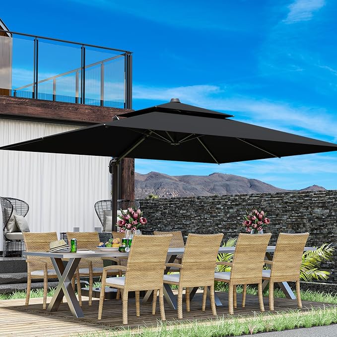 10x13FT Cantilever Outdoor Patio Umbrellas，Double Top Large Rectangle Umbrella - Image 7
