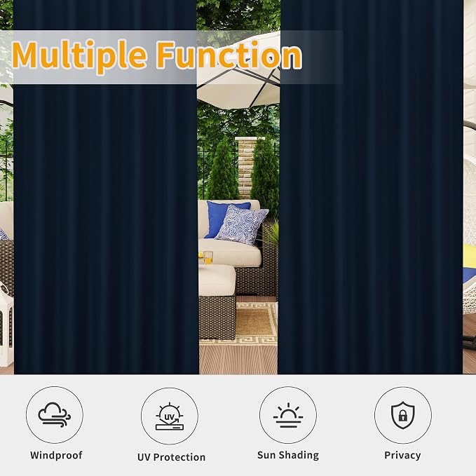 Easy-Going Outdoor Patio Curtains 2 Panels, 54x84 inch, Porch and Pergola - Image 5
