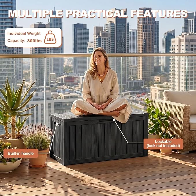 EFU Outdoor Storage Box 120 Gallon Deck Box, Waterproof Resin, Storage Box - Image 6