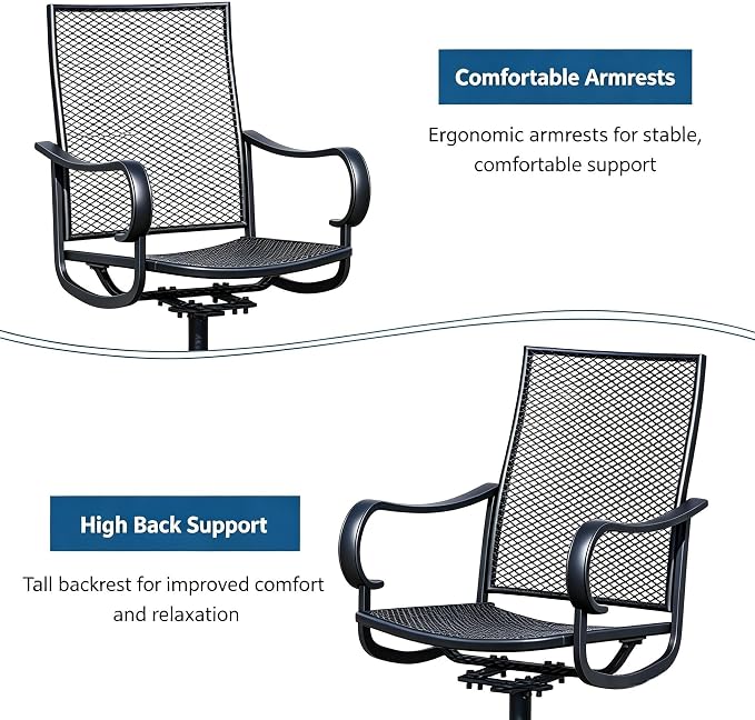 Outdoor Patio Dining Chairs Set of 2, All-Weather Metal Mesh Chairs - Image 5