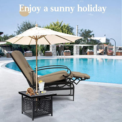 SUNCROWN Outdoor Recliner Chair Patio Adjustable Recliner Chair and Side Bistro - Image 2