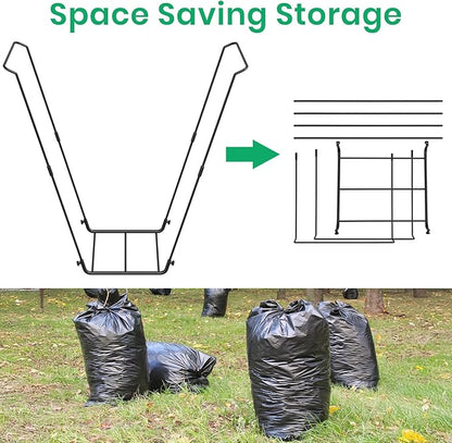Leaf Bag Holder Collapsible Trash Bag Holders Stand for Outdoor Metal Waste Bags Frame for Garage Yard Lawn Camping Parties