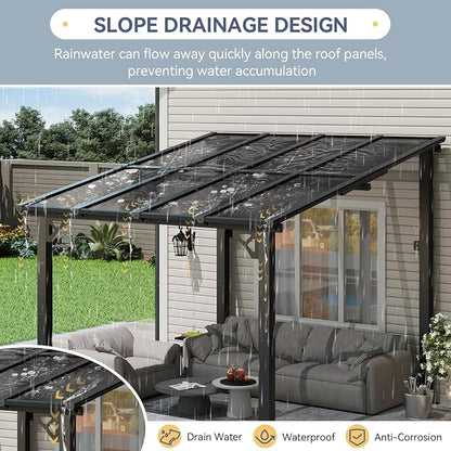10x8 FT Lean to Gazebo Pergola, Outdoor Wall Mounted Gazebos - Image 3