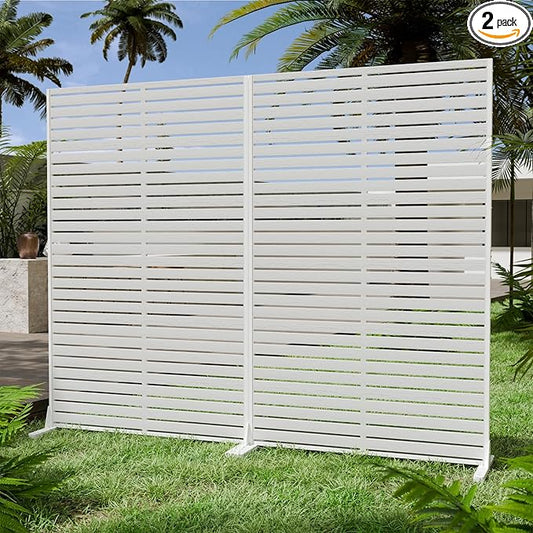 Privacy Fence Screen with Stand 6 Panel 72" H×47" W HDPE Decorative Panels with Steel Poles and Stand, Air Conditioner Fence Panels, Privacy Screen for Outdoor Backyard, Balcony, Pool