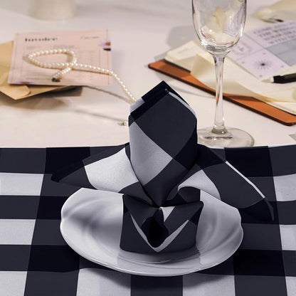 Cupuamon Buffalo Plaid Table Napkins Set of 25, 17x17 inch, Navy and White, Checkered, Polycotton Blend