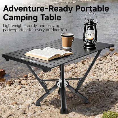 Folding Camping Table — Stable Roll-Up Aluminum Design, Solid Support Structure, Portable Outdoor Table for Camping, Cooking, RV & Travel