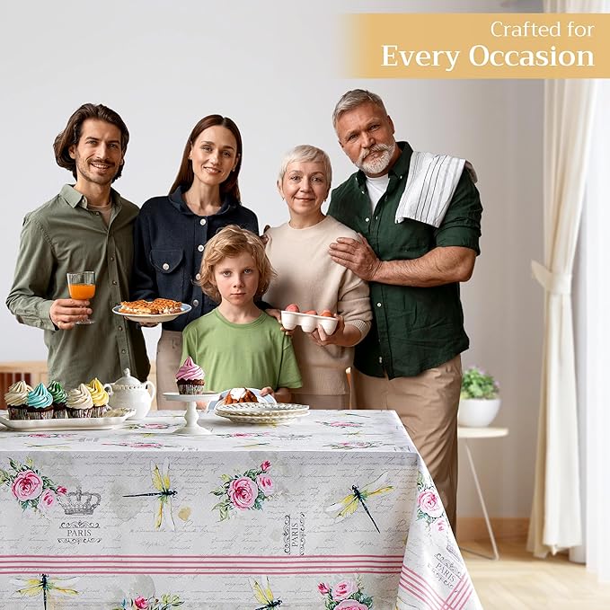Maison d' Hermine Table Cloth Rectangle Table 100% Cotton 60 x 90 Inches Tablecloth Reusable Decorative for Dining Room, Farmhouse, Home, Party, Festive & Wedding Spring Summer - Champ De Mars
