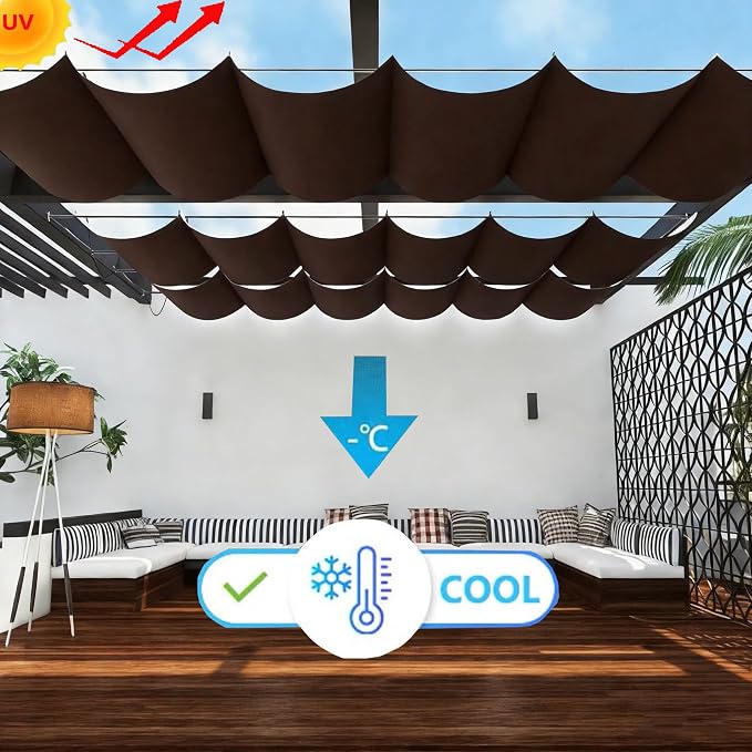 Retractable Waterproof Wave Awning Cover 9' x 14' - Image 2