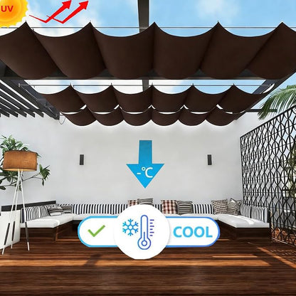 Retractable Sun Shade Sail 8' x 14' Waterproof Wave Pergola Shade Cover - Image 2