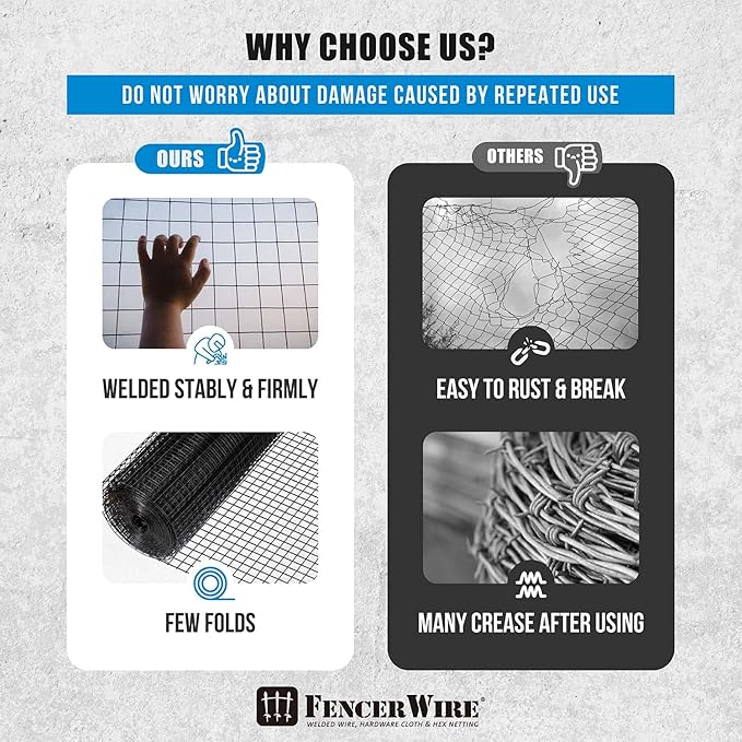 Fencer Wire 16 Gauge Black Vinyl Coated Welded Wire Mesh Size 1 inch by 1 inch (c. 3ft. x 50ft.)