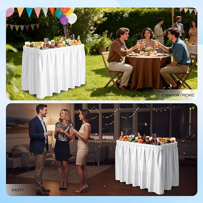 VINGLI 4FT Ice Table, Portasble Cooler Side Table with Removable Skirt, Patio Table, Indoor & Outdoor Bar for Events, Parties and Camping White