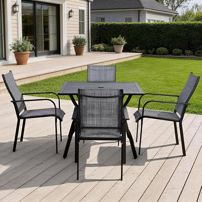 Patio Chairs Set of 8, Stackable Outdoor Dining Chairs, All Weather Breathable - Image 2