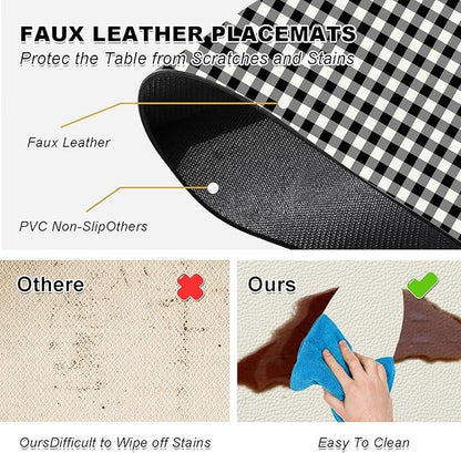 Lattice Placemats Set of 4 - Abstract Leather Heat Resistant Placemats for Dinner Table, Non-Slip Waterproof Oil-Proof Washable Reusable Placemat for Indoor Outdoor Kitchen Decor, 15.75In*11.81In