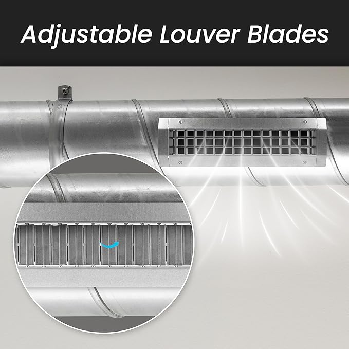 Repa Market 13" x 9" Inch Air Exhaust Grille for Round Ducts - Adjustable Louvre Blade - Galvanized Air Supply Vent Cover - Side Fit Round Surface Canal Ducting from 19.68" to 35.43" Inches