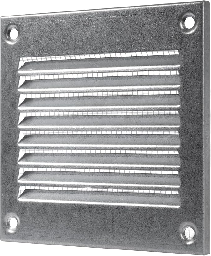 Vent Systems 4'' x 4'' Inch (Overall Dimensions) Galvanized Air Vent Cover - Metal Air Return Grill with Built in Guard Screen Mesh - HVAC Ducting Vent Duct Cover for Interior, Exterior Use