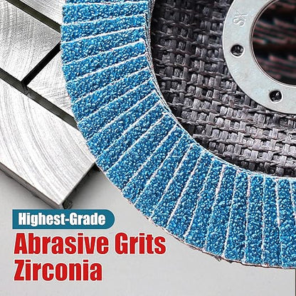 EZARC Flap Disc 20 Pack, 4.5" x 7/8", T29 Zirconia Abrasive Grinding Wheel, 40/60/80/120 Assorted Grits Flap Sanding Disc for Metal, Stainless Steel