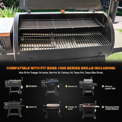 Stainless Steel Cooking Grates for PitBoss 1000 Series Austin XL Rancher XL Grill Parts,Grill Grids Replacement Parts for Traeger Pro 34 Wood Pellet Smoker Grills PitBoss PB1000 grill accessories