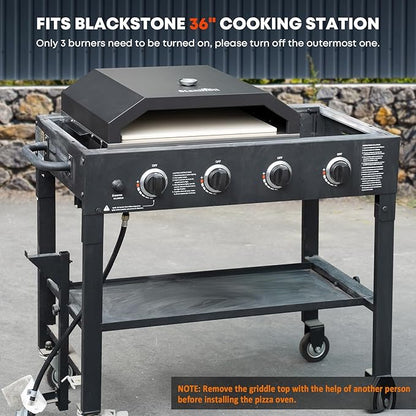 Stanbroil Pizza Oven for Blackstone 36" Gas Griddle Cooking Station, Outdoor Pizza Maker with Side Panels and Temperature Gauge, 17.7 in. x 13.7 in. Pizza Stone