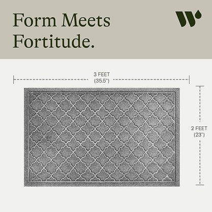 WaterHog Heavy Duty Doorway Mat, 2' x 3', Made in USA, Durable & Skid-Resistant Entryway Mat, Water-Trapping, Indoor/Outdoor Decorative Floor Covering, Cordova Collection, Medium Grey