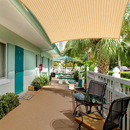 Eden's Decor Straight Flat-Edged Sun Shade Sail Rectangular 18' x 21' Beige - Image 7