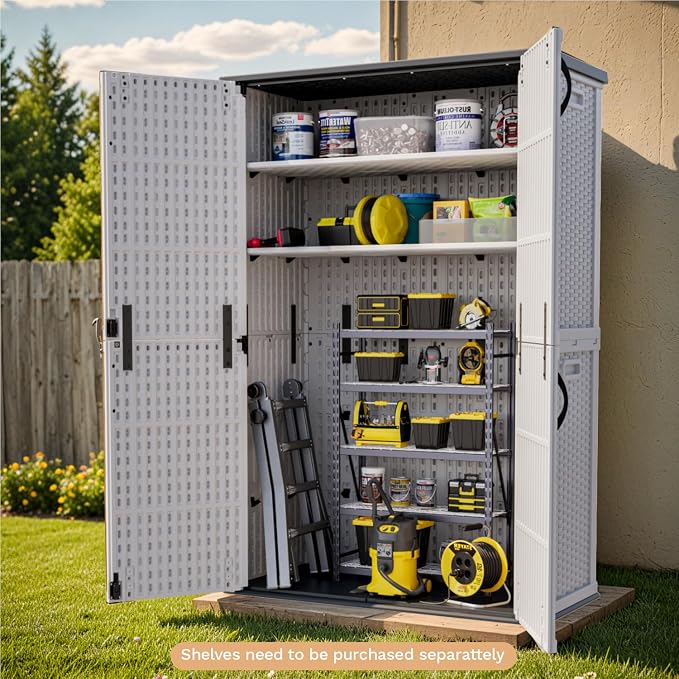 Patiowell 50 cu.ft Plastic Outdoor Storage Shed, Lockable Waterproof Resin - Image 2