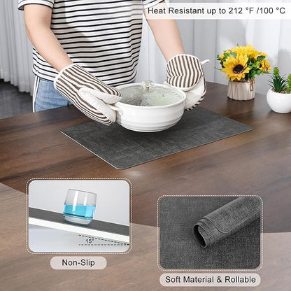 Myir JUN Placemats Dual Sided, Faux Leather Place Mats Set of 4 Indoor Placemats for Dining Table Outdoor Placemats Square Non-Slip Washable Table Mats (Gray, Set of 4)