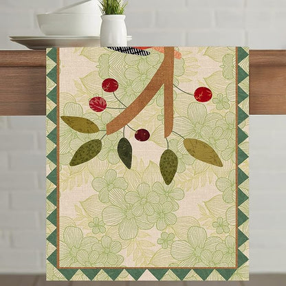 Seliem Summer Birds Tree Branches Table Runner, Cardinal Home Kitchen Dining Decor, Spring Seasonal Farmhouse Decorations Indoor Outdoor Party Supply 13 x 108 Inch