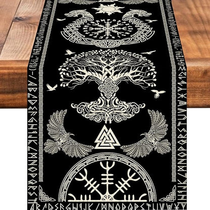 Viking Burlap Table Runner Seasonal Spring Fall Kitchen Dining Linen Table Decoration for Indoor Outdoor Home Party Dinner 13x72 Inch