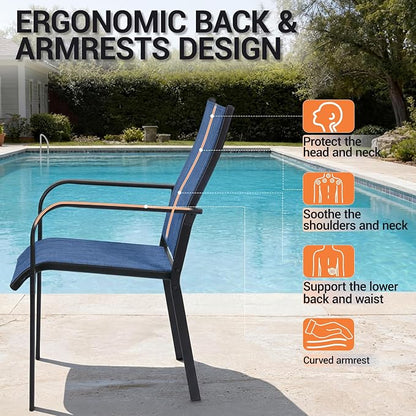 Patio Chairs Set of 8, Stackable Outdoor Dining Chairs, All Weather Breathable - Image 5