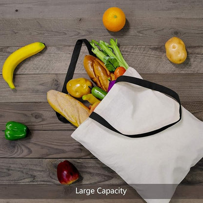 TOPDesign 6-Pack Economical Cotton Tote Bag, Lightweight Medium Reusable Grocery Shopping Cloth Bags, Suitable for DIY, Advertising, Promotion, Gift, Activity