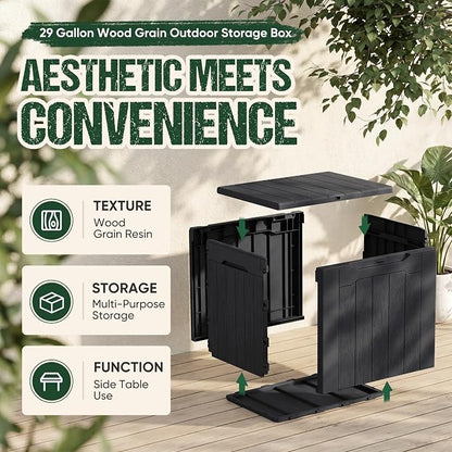 Devoko 29 Gallon Deck Box, Waterproof Resin Outdoor Storage Box | Lockable and - Image 3