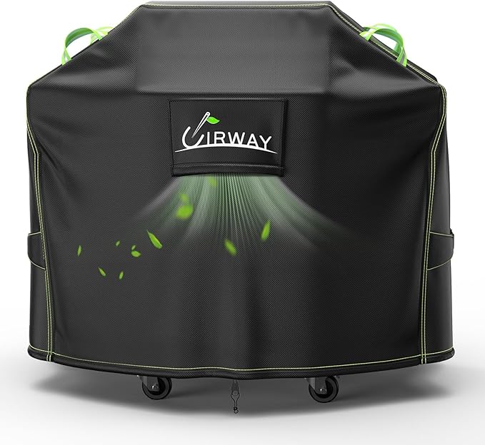 UIRWAY Grill Cover for Outdoor Grill 58 Inch, 600D Heavy Duty Waterproof BBQ Cover, UV & Fade Resistant Gas Grill Covers with Reflective Strip and Air Vent, Black