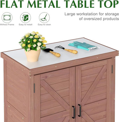 Outdoor Storage Cabinet & Potting Bench Table - Image 3