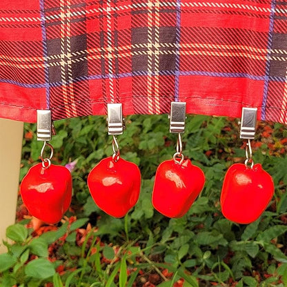 TwoFish Home Set of 4 Red Pimiento Resin Tablecloth Weights Clips Red Pimiento Handicraft Tablecloth Clamps Pack of 4