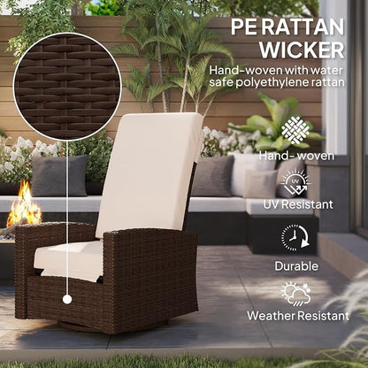 Outsunny Outdoor Wicker Swivel Recliner Chair, - Image 4