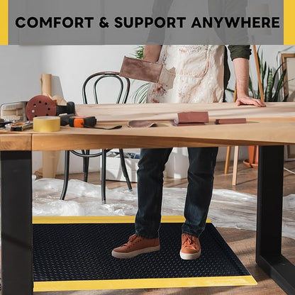 Nisorpa Anti Fatigue Mats Industrial 3' x 6' Ergonomic Standing Mat 15/16" Extra Thick Kitchen Mat Heavy Duty Commercial Diamond Plate Cushioned Shop Floor Mats - Safety Support for Leg & Back Pain