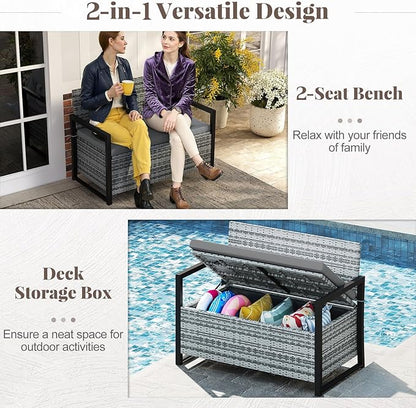 RELAX4LIFE Wicker Outdoor Bench - Image 4