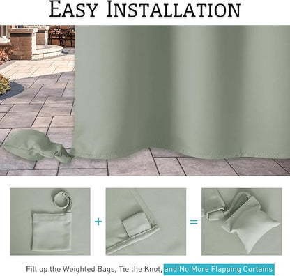 RYB HOME Outdoor Curtains for Patio Waterproof, Windproof - Image 5