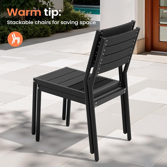 Pellebant Stackable Outdoor Patio Dining Chairs Set of 4 | Aluminum Armless - Image 8
