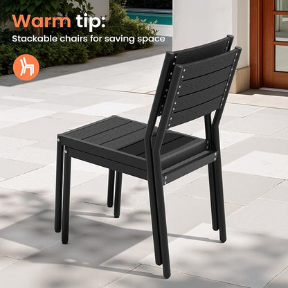 Pellebant Stackable Outdoor Patio Dining Chairs Set of 4 | Aluminum Armless - Image 8