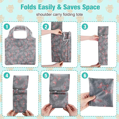 Eccliy 24 Pieces Reusable Grocery Bags Polyester Shopping Bags for Groceries Multi Colors Reusable Foldable Shopping Tote(Animal Style)