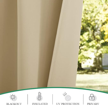 2 Panels Beige Outdoor Curtains - Image 5