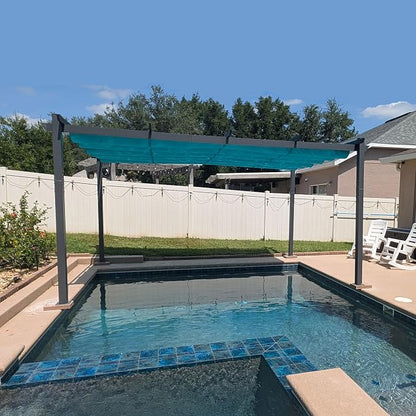PURPLE LEAF Outdoor Pergola Retractable Aluminum 12' x 16', Turquoise Blue | by PURPLELEAF