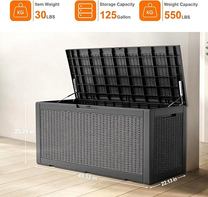 125 Gallon Outdoor Storage Box, Large Waterproof UV Resistant Deck Box - Image 6