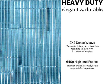 LEXMORE Placemats Set of 8 Vinyl/Plastic Woven Place Mats for Kitchen Table Indoor/Outdoor Washable Placemat Wipeable Dining Table Mats(Teal Blue)