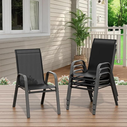 Garvee Patio Chairs Set of 4, Stackable Chairs - Image 7